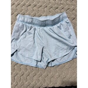All in Motion Light Blue Girls Athletic Shorts Elastic Waist Pocket Size L 10-12